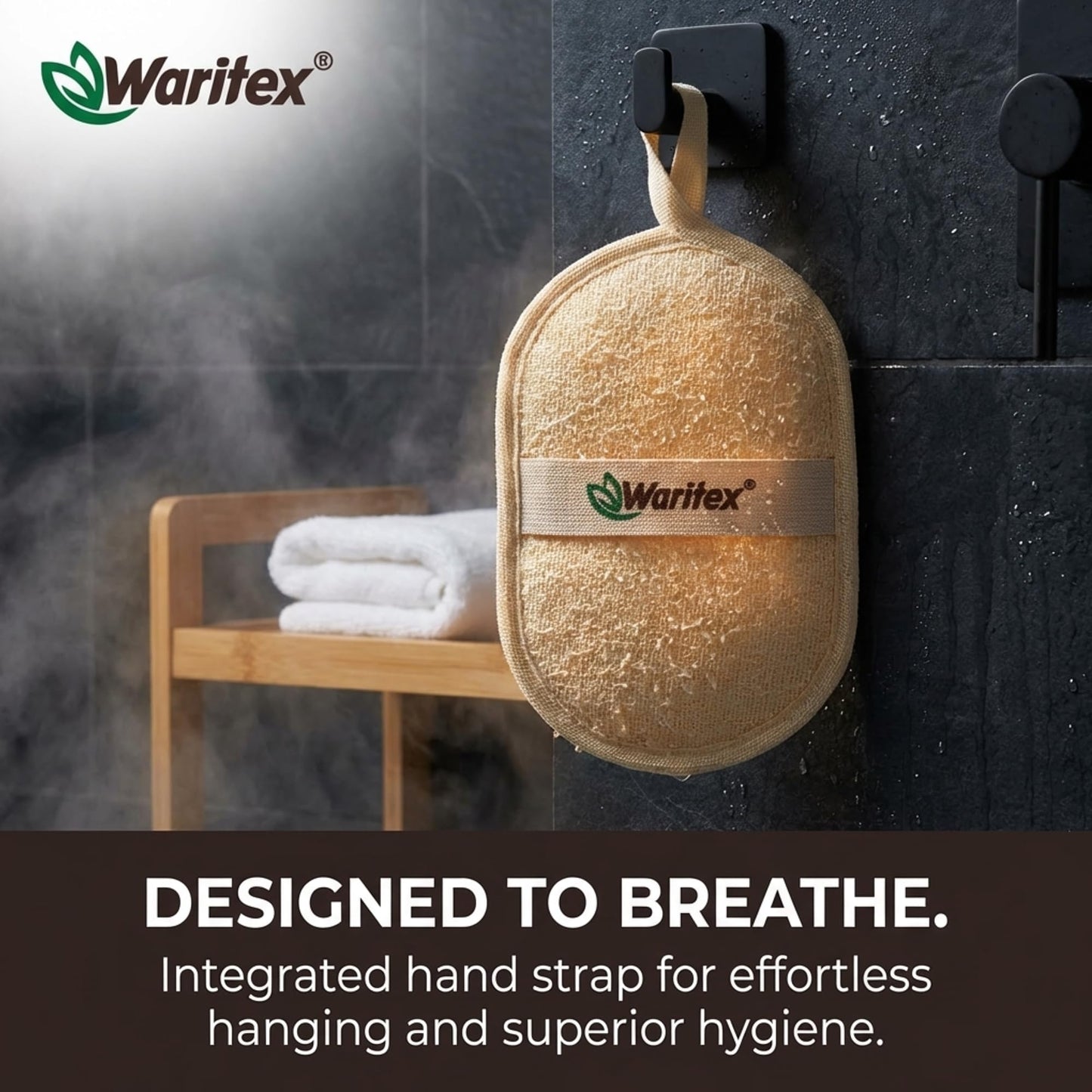 Waritex Egyptian Loofah Oval Exfoliating Body Scrubbers [3 Pack] - Loofah Shower Pads with Hand Strap for Gentle Skin Exfoliation, Smooth & Refreshing Skin, Face and Body
