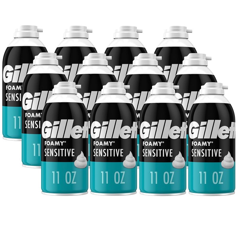 Gillette Foamy Shaving Cream - Sensitive Skin Formula | 11 Ounce (Pack of 12)