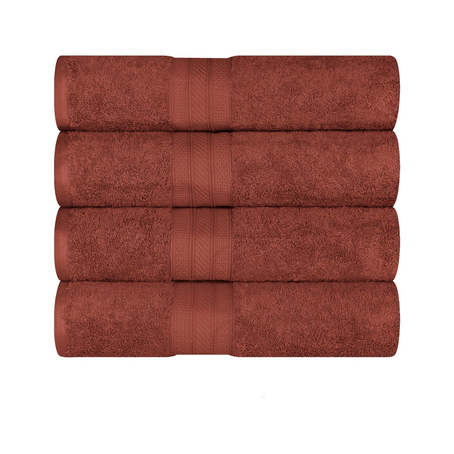 Superior Long Staple 100% Combed Cotton 700GSM Solid Highly-Absorbent 4-Piece Bath Towel Set for Bathroom, Shower, Kitchen-Super Soft, Plush, Highly Absorbent, Assorted 4-Piece Towels, Hot Chocolate