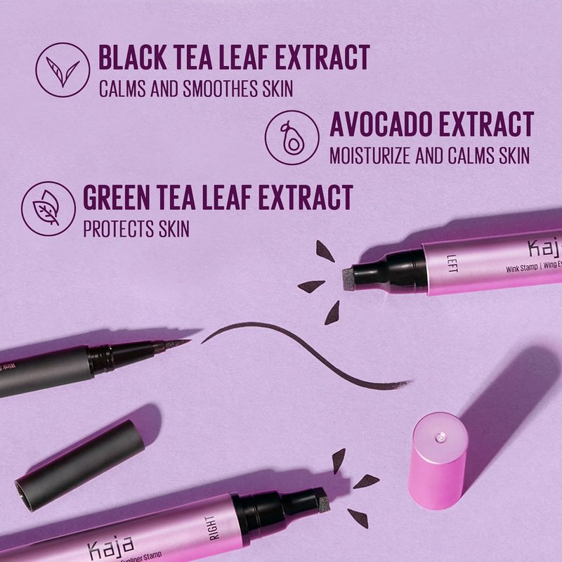 Kaja Winged Eyeliner Set - Smudge-Proof, Waterproof Pencil for Cat Eye Look | Long Lasting with Avocado Extract
