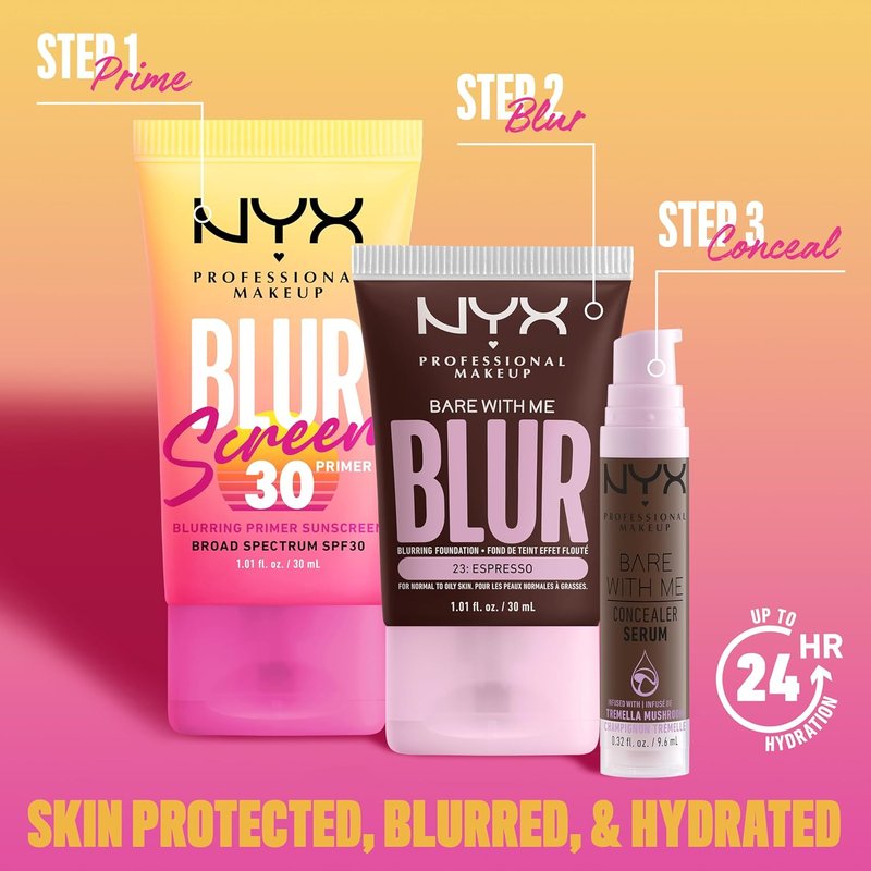 NYX Blurscreen SPF 30 Primer - 3-in-1 Blurring Makeup Primer with Vegan Formula | No White Cast, Non-Greasy