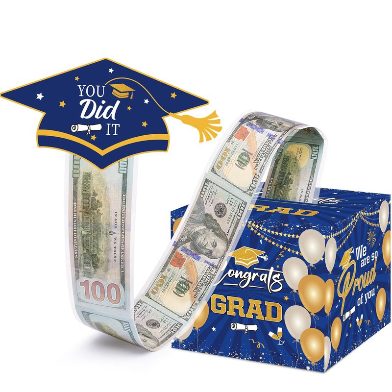 Meiidoshine Graduation Gifts, Graduation Money Box Blue, Surprise Grad Money Holder with Pull Out Card, Class of 2026 Funny Cash Gift Ideas for Boys Girls High School College