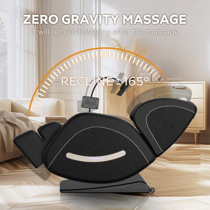 2026 Massage Chair Full Body, Zero Gravity SL-Track Shiatsu Massage Recliner, with Zero Gravity, with Full Body Air Pressure, Heat, APP Control, 6 Fix Point Rollers, Airbags, Deep Yoga Stretch (Black)