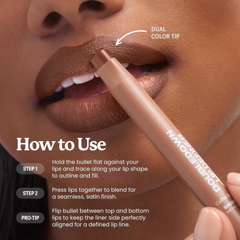 DoubleDown Lip Definer - 2-in-1 Hydrating Lip Liner & Balm with Avocado Oil | Creamy Satin Finish, Buildable Color
