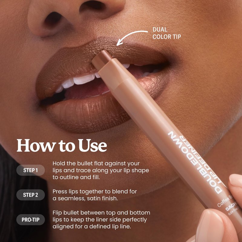Sacheu DoubleDown Lip Definer — 2-in-1 Lip Liner & Balm — Long-Lasting Korean Make Up Lipstick with Satin Finish, Avocado Oil & Vitamin E (Keep it Pink)
