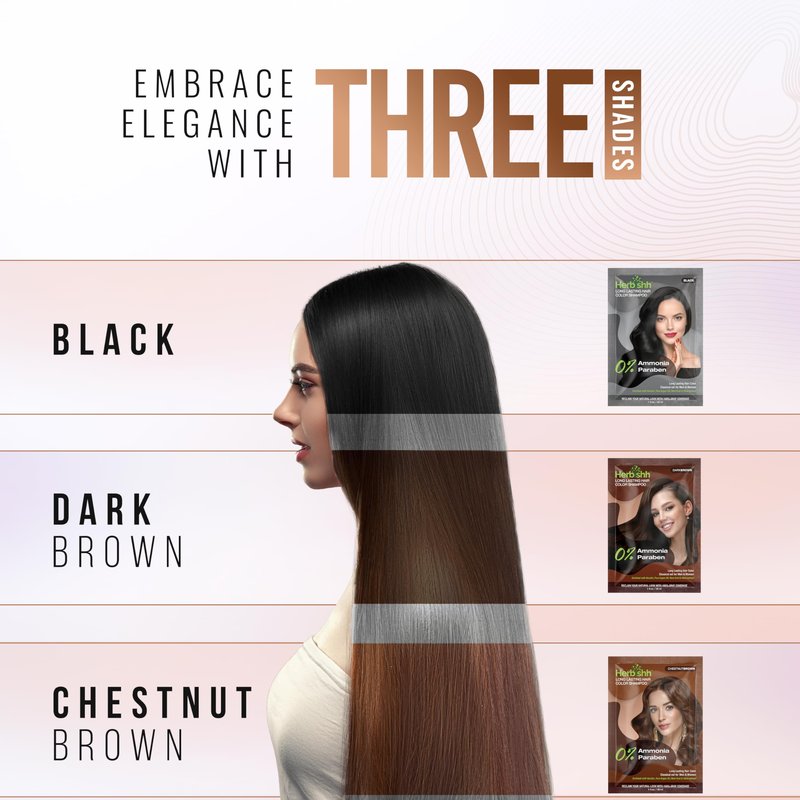 Herbishh 1 Hair Dye Instant Permanent Shampoo 3 in 1 for Gray Hair, 100% Grey Coverage for Men & Women + 1 Hair Mask with Argan oil, Long-lasting & Travel-friendly, Ammonia-free, 30 ml (Dark Brown)