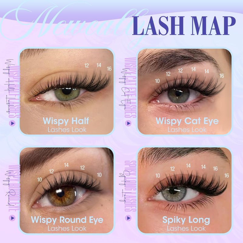 Lash Clusters Kit Wispy Natural Cluster Eyelash Extension Kit DIY Lash Extension Kit C-curly 10-16MM Eyelash Clusters Volume Individual Lashes Kit by Newcally