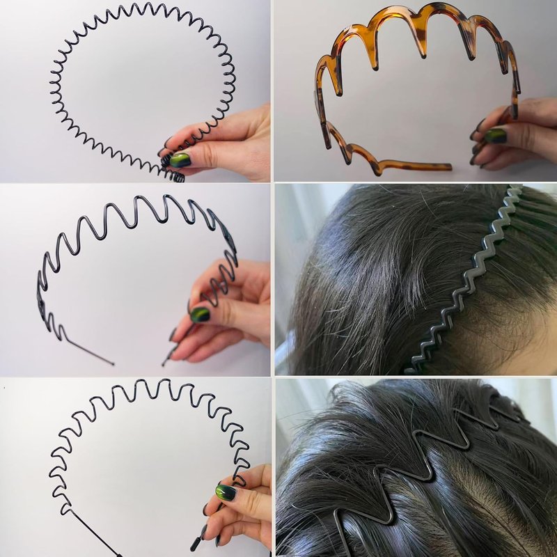 Skiennix 6PCS Zig Zag Headbands - Non-Slip Hair Accessories for All Occasions | Stylish Plastic Bands