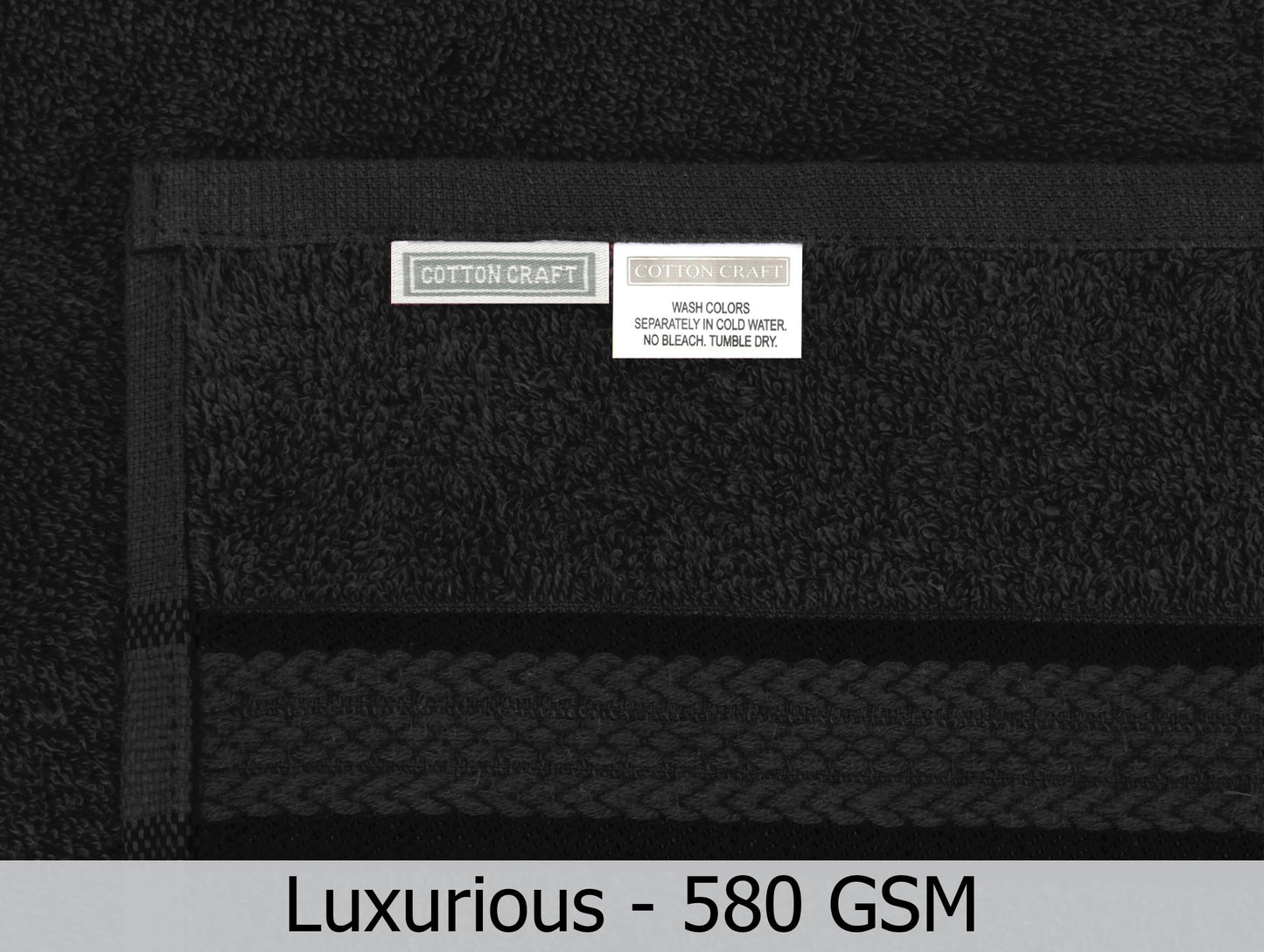 COTTON CRAFT Ultra Soft 12 Pack Wash & Face Cloths 12x12 - Highly Absorbent Bathroom Shower Kitchen Utility Towels - Use Everyday - Easy Care Machine Wash - Premium Ringspun Cotton 580 GSM - Black