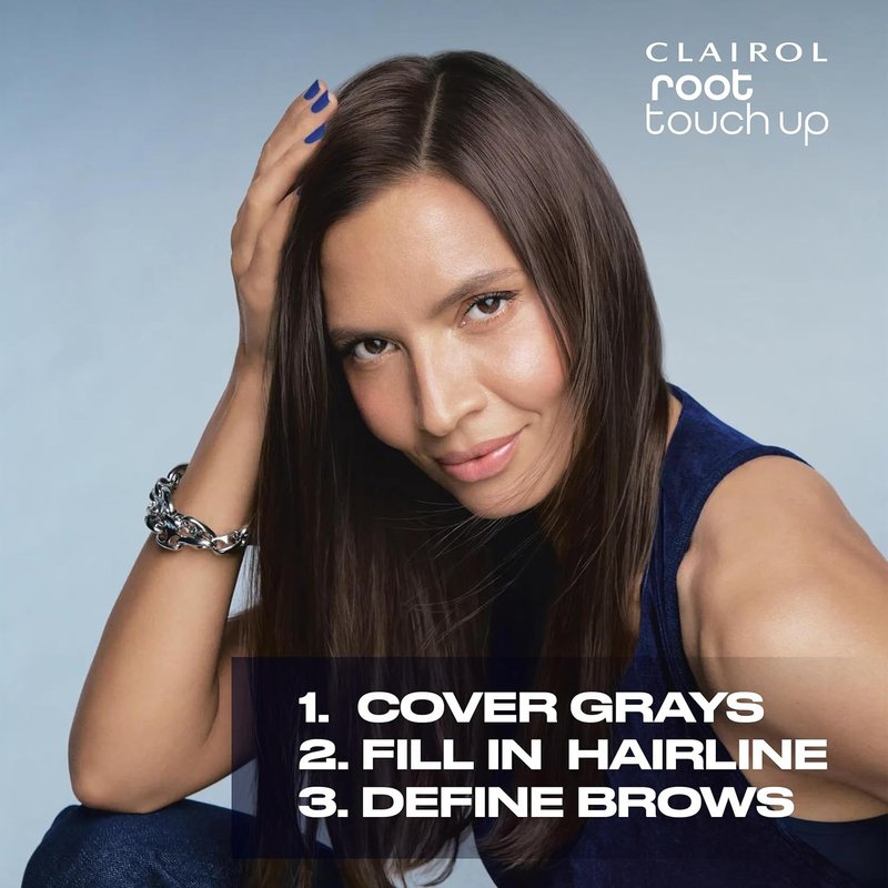 Clairol Root Touch-Up Powder - Dark Brown Hair Color | Ammonia-Free, Compact with Mirror & Brush | Instant Root Coverage & Eyebrow Definition