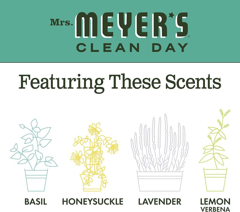 Mrs. Meyer's Clean Day Hand Soap - Basil Scent | 12.5 Fl Oz Bottle (Pack of 4)
