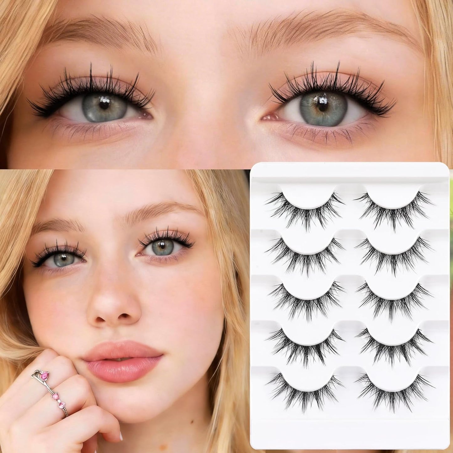 Veleasha Spiky False Eyelashes - 100% Handmade, Lightweight & Natural Look | 5 Pairs (009)