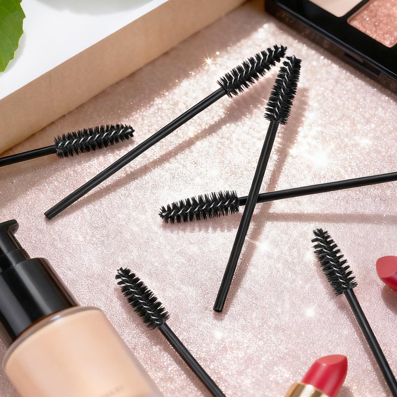 EWVVSS 600-Pcs Mascara Wands Disposable Eyelash Brush with Container Spoolies for Eyebrows Extensions(Black)