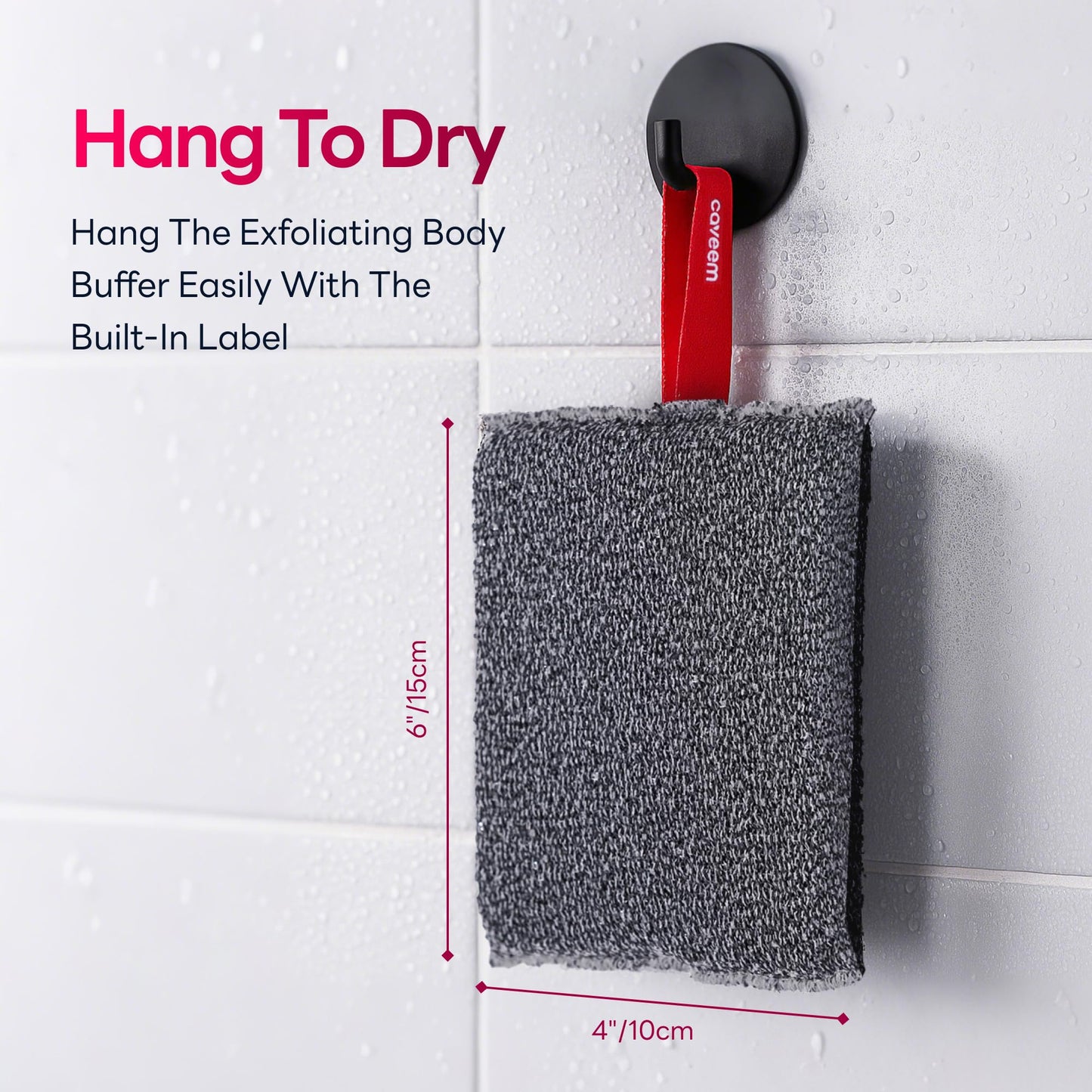 Caveem Exfoliating Body Scrubber, Large Bath and Body Scrub Buffer, Dual Texture Body Exfoliator for Remove Dead Skin, Soft and Rough Lightweight Square Sponge for Shower (2 Pack)