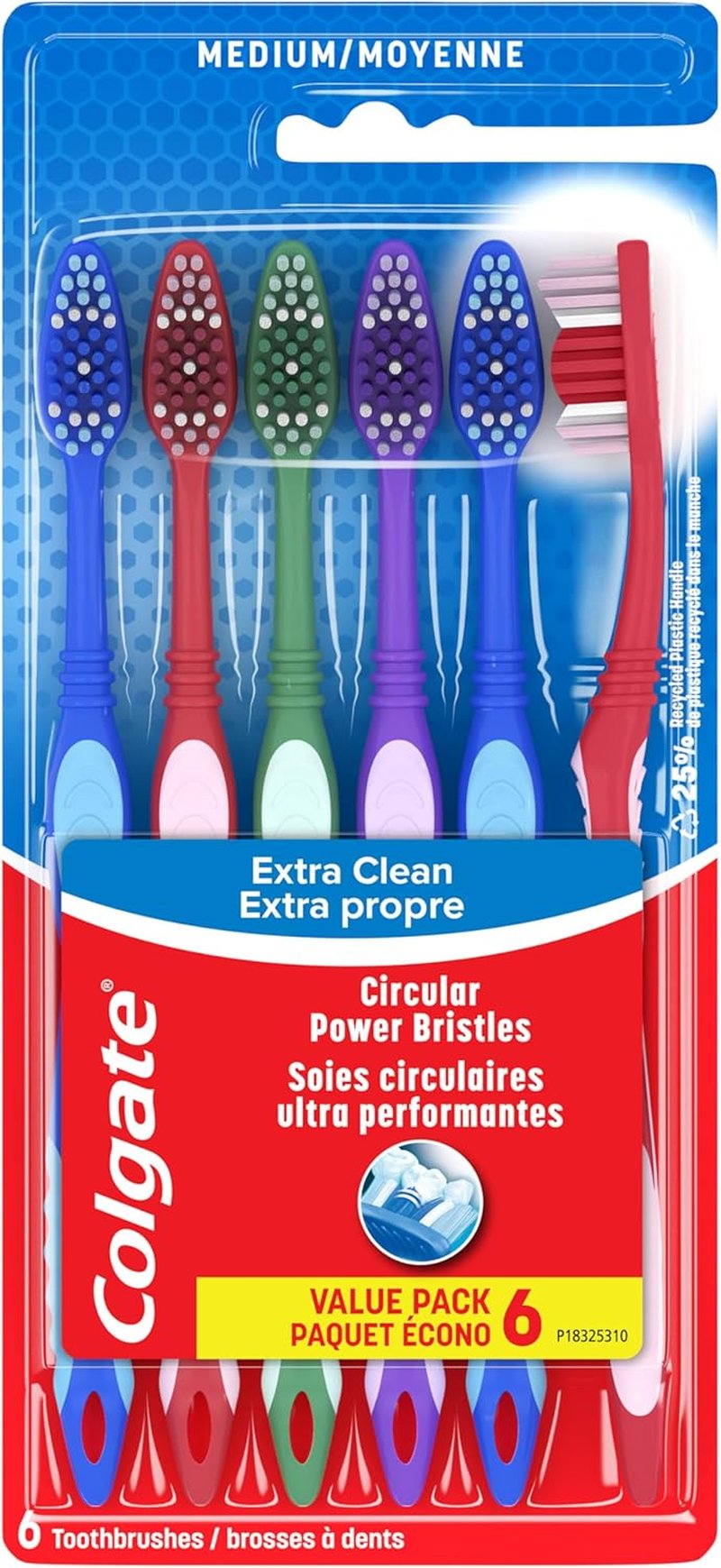 Colgate Extra Clean Toothbrush - Medium Adult Toothbrushes | 6 Pack for Superior Oral Care