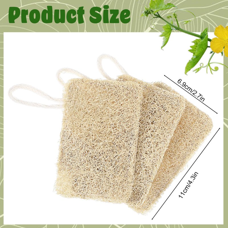 Elegaperma 3Pcs Natural Loofa, 100% Real Natural Loofah Sponges Set, Loofah Sponge for Dishwashing, Luffa Sponges