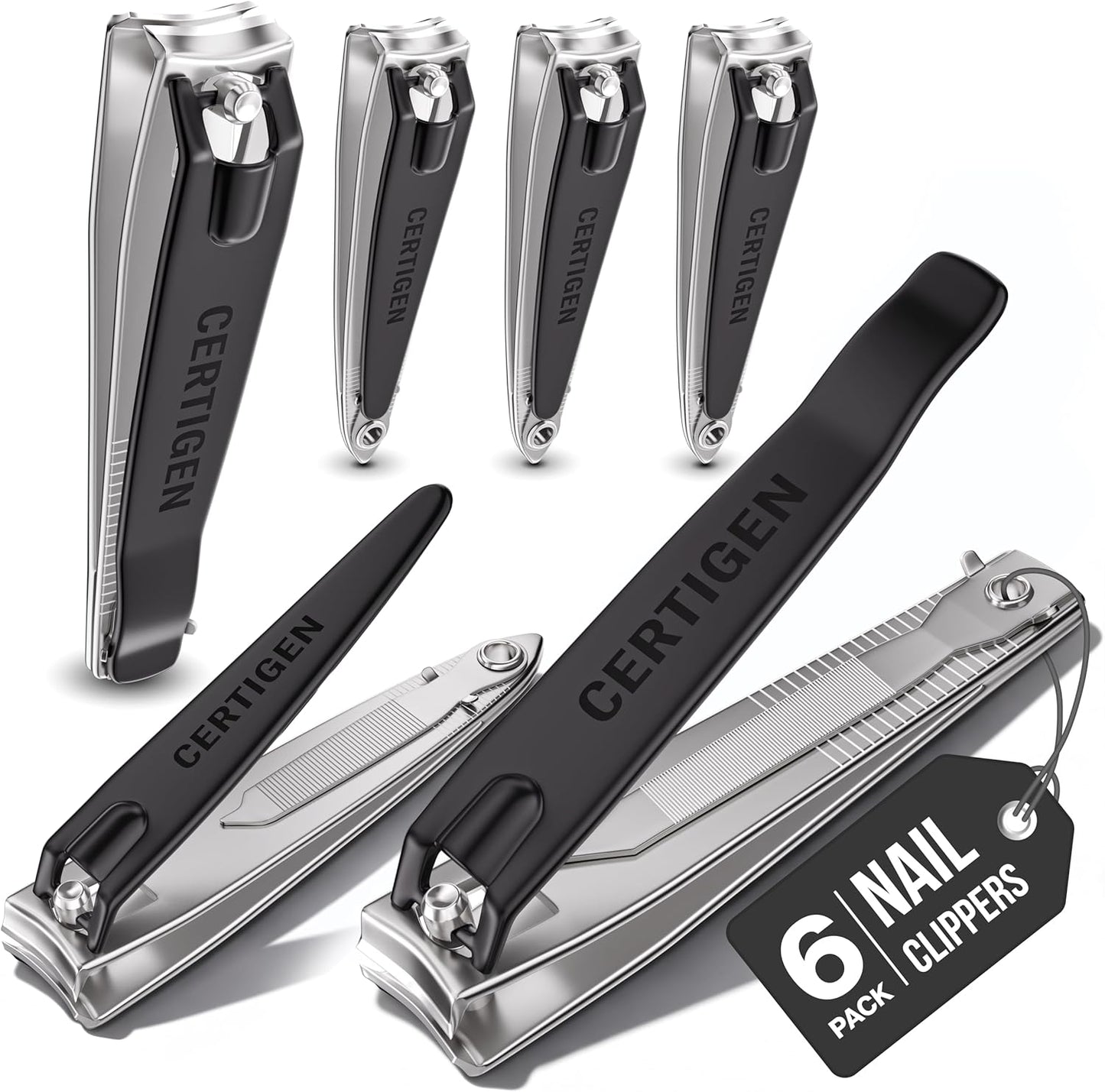 Skiennix Nail Clippers Set - 6-Piece Kit for Men and Women | Toenail & Fingernail Clippers