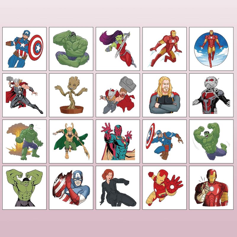 Cartoon Avenger Temporary Tattoos for Kids - 40 Sheets of Fun Party Favors | Perfect for Birthdays, Rewards & Activities