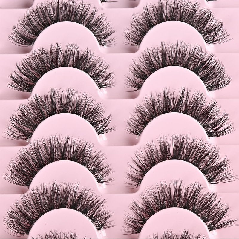 FARRED Cat Eye Lashes Natural Eyelashes Short Wispy Lash Strips Volume Cateye False Eyelash Medium Length Fake Lashes Natural Looking Hybrid Clusters Full Demi Wispies Strip Pestañas (A1 | 8-14MM)