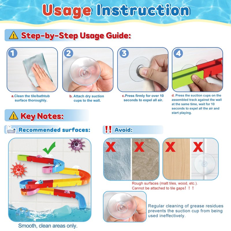 Fajiabao Toddler Bath Toys for Kids Ages 4-8 3-5 Educational Bath Toys with Spinner & Marble Run Water Track Slide Set Shower & Bathtub Toys for Kids Ages 4-8 7 6 Creative STEM Gift for Boys Girls