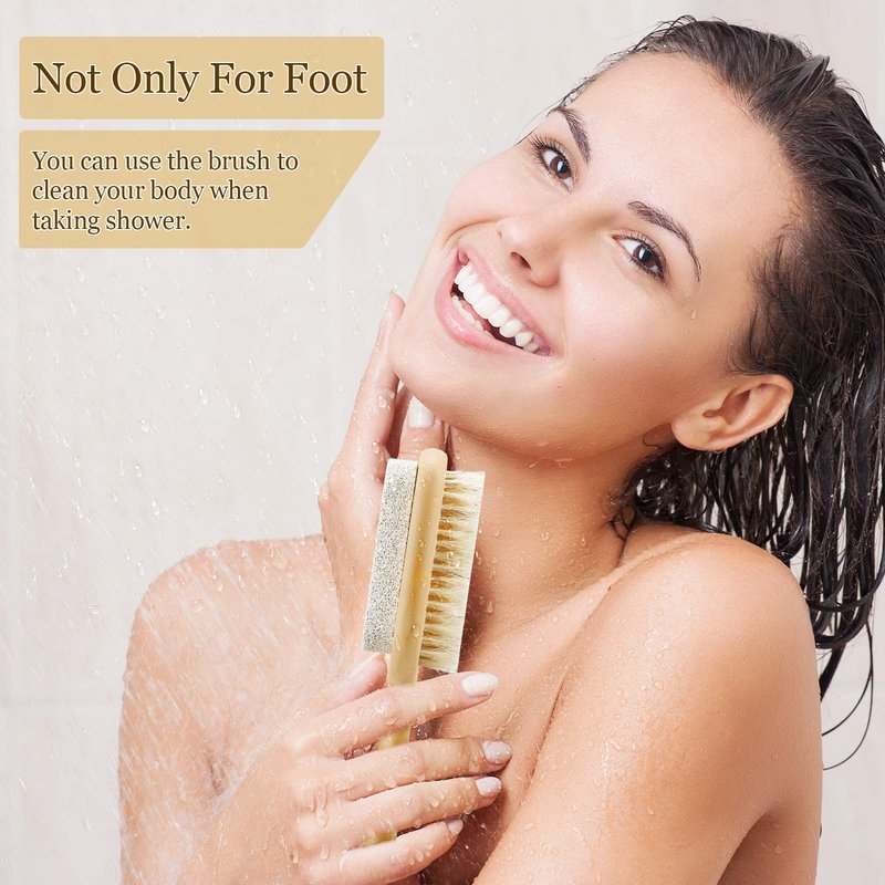 3 Pieces Foot File Rasp Callus Remover Pumice Stone Rasp Brush Double Sided Foot Scrubber Exfoliator with Pumice Stone and Bristle Brush Foot Scraper Pedicure Tools for Dry Dead Skin Foot Care