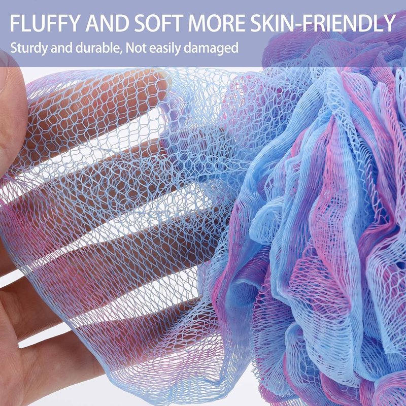 BTYMS 4Pcs Loofah Sponge 60g/pc Bath Puffs Shower Scrunchies Mesh Pouf for Shower