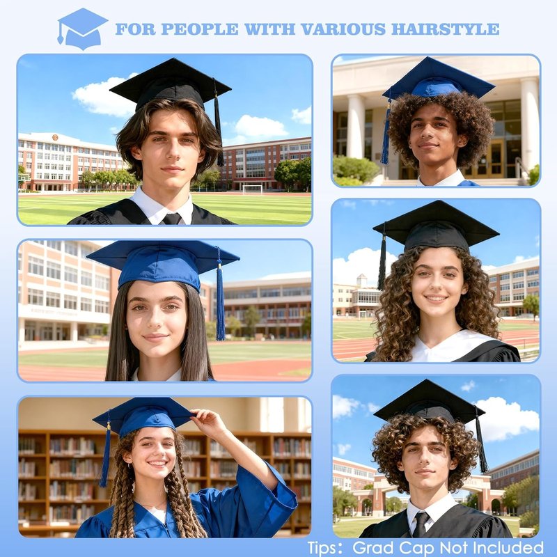 Skiennix Graduation Cap Headband - Super Strong Clear Design with Hook and Loop Felt | Perfect Gift for Graduates