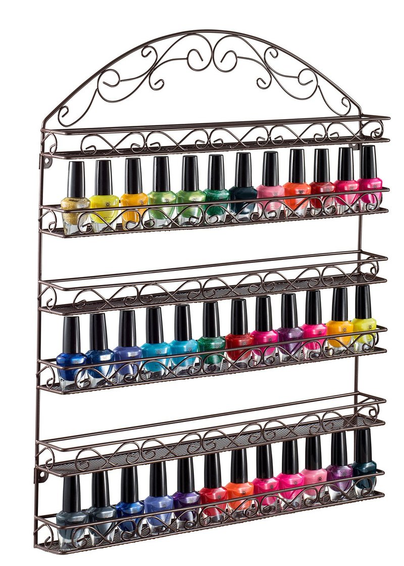 Home-it Large Nail Polish Rack Wall Mounted Metal Nail Polish Organizer, Holds up to 102 Bottles, 20x24 inch Unbreakable Metal Frame (Bronze)