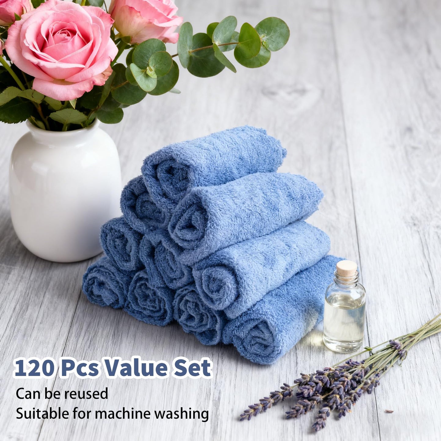 PEDOBALI 120 Pcs Washcloths Bulk 12 x 12 Inch Multicolor Facial Towels Microfiber Soft Wash Rags Quick Drying Bathroom Wash Clothes for Body, Face, Fingertip, Spa