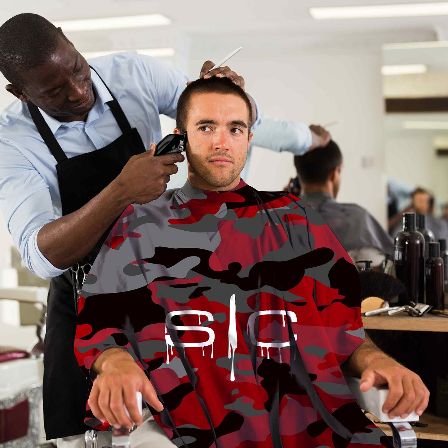 Stylecraft Professional Barber Water Resistant Hair Cutting Cape One Size (Red Camo)…