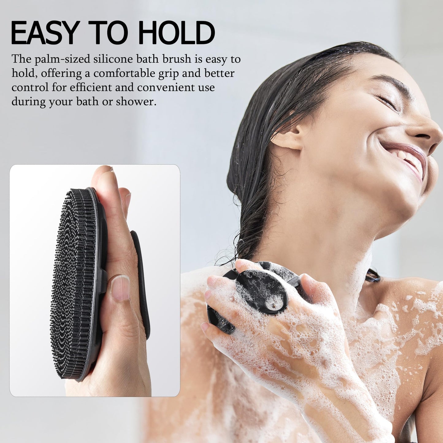 INNERNEED Food-Grade Soft Silicone Body Scrubber Shower Brush Handheld Cleansing Skin Brush, Gentle Exfoliating and Lather Well (Pack of 3)