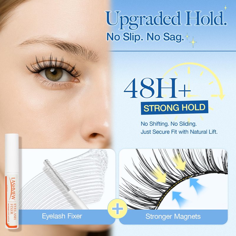 LASHVIEW Magnetic Eyelashes with Applicator Upgrade Soft Magnetic Eyelashes Natural Look Reusable No Glue or Eyeliner Needed Easy to Wear and Remove (RC25)