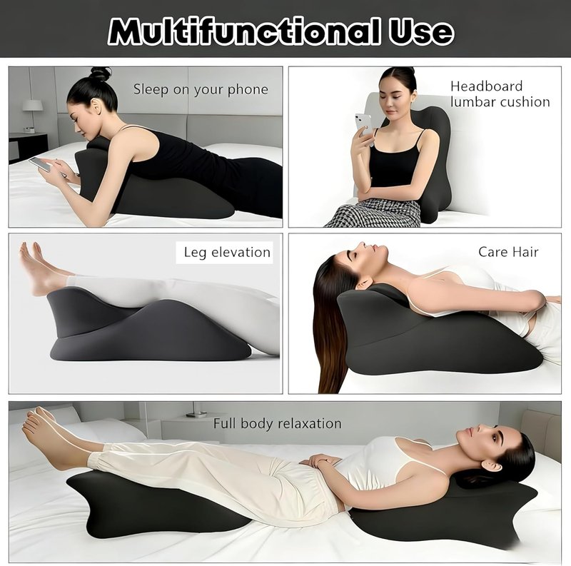Ergonomic Memory Foam Wedge Pillow - Back & Prone Support Cushion | 27° Angle for Optimal Comfort (Black)