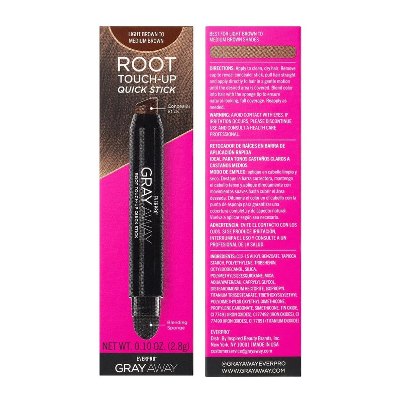 Everpro Gray Away Root Touchup Stick - Light Brown, Quick Application, 0.1 Oz