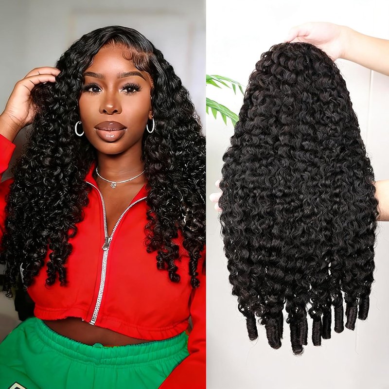 Perismodа Burmese Curly Half Wig - Glueless Human Hair with 200% Density | 18-Inch Kinky Curly Style