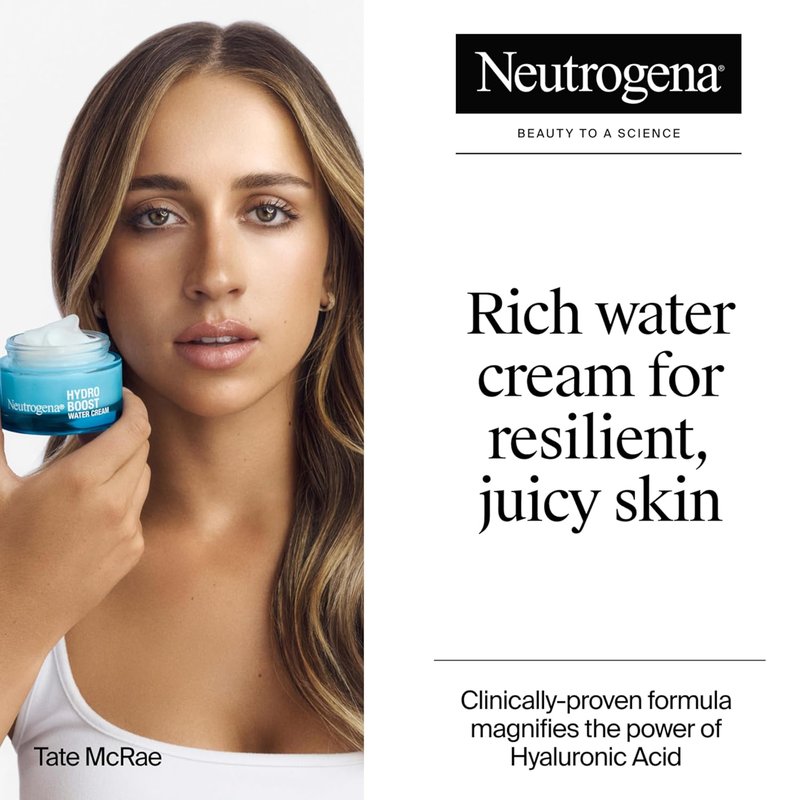 Neutrogena Hydro Boost Water Cream - 72 Hr Hydration Face Moisturizer with Hyaluronic Acid | 1.7 oz & Trial Size Gel Cleanser | Fragrance Free