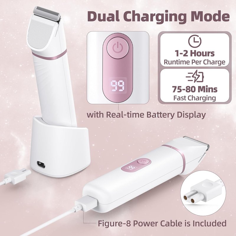 5-in-1 Bikini Trimmer for Women - IPX7 Waterproof Electric Shaver with LED Display | Rechargeable Hair Removal, 5 Ceramic Blades
