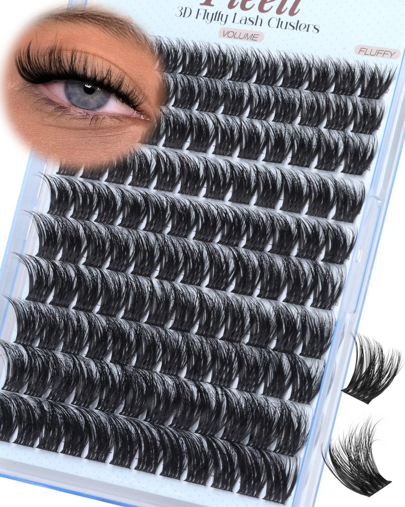Fluffy Lash Clusters Wispy Eyelash Clusters 12-18mm 5D DIY Lashes Clusters D-Curl Natural Cluster Eyelash Extensions Volume Individual Lashes with Ultra-Thin Band by Pleell