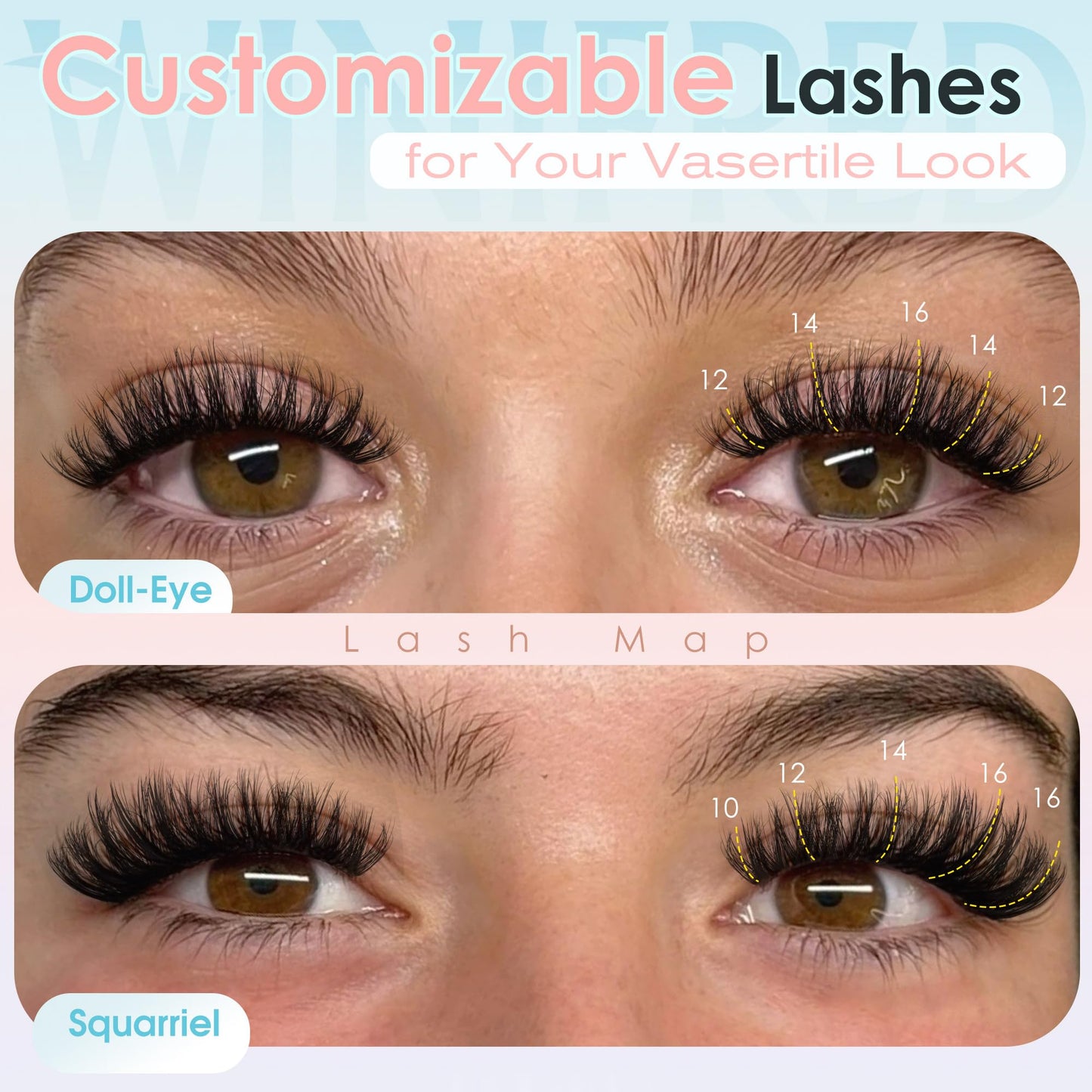 Winifred Lash Clusters Wispy Eyelash Clusters Fluffy Cluster Eyelash Extensions Medium Volume Cluster Lashes Natural DIY 10-16mm Wide Band Lash Extensions Lightweight Hyrid Faux Mink Individual Lashes