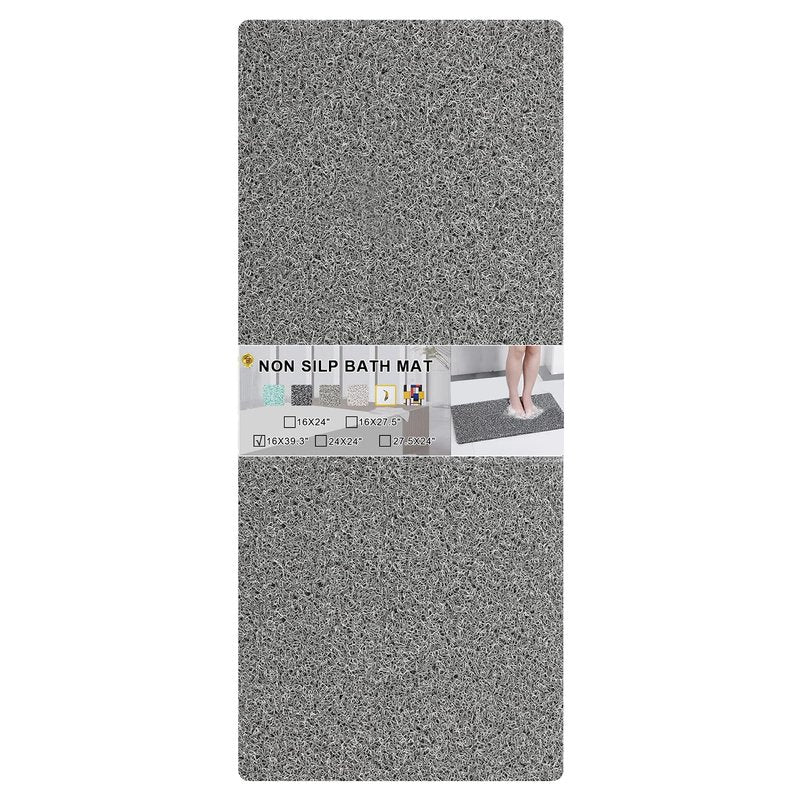 Nonslip Bathtub Mat, Anti Slip Bath Mat 0.6" Extra Thick, Quick Dry Bath Tub Anti Slip Shower Mat, Loofah Non-Slip Bath Mat for Tub Bathroom Pool Kitchen Entryway Home Hotel(Grey 16x39)