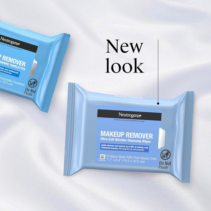 Neutrogena Makeup Remover Wipes - Ultra-Soft Micellar Cleansing Cloths | 25 Count, Alcohol-Free, 6 Pack