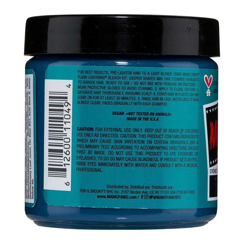 MANIC PANIC Classic Siren's Song Semi Permanent Hair Color - Neon Blue-Green Hair Dye for Women & Men That Lasts 4-6 Weeks - Vegan, Ammonia & Cruelty-Free - Create & Mix Custom Shades (4oz / 3pk)
