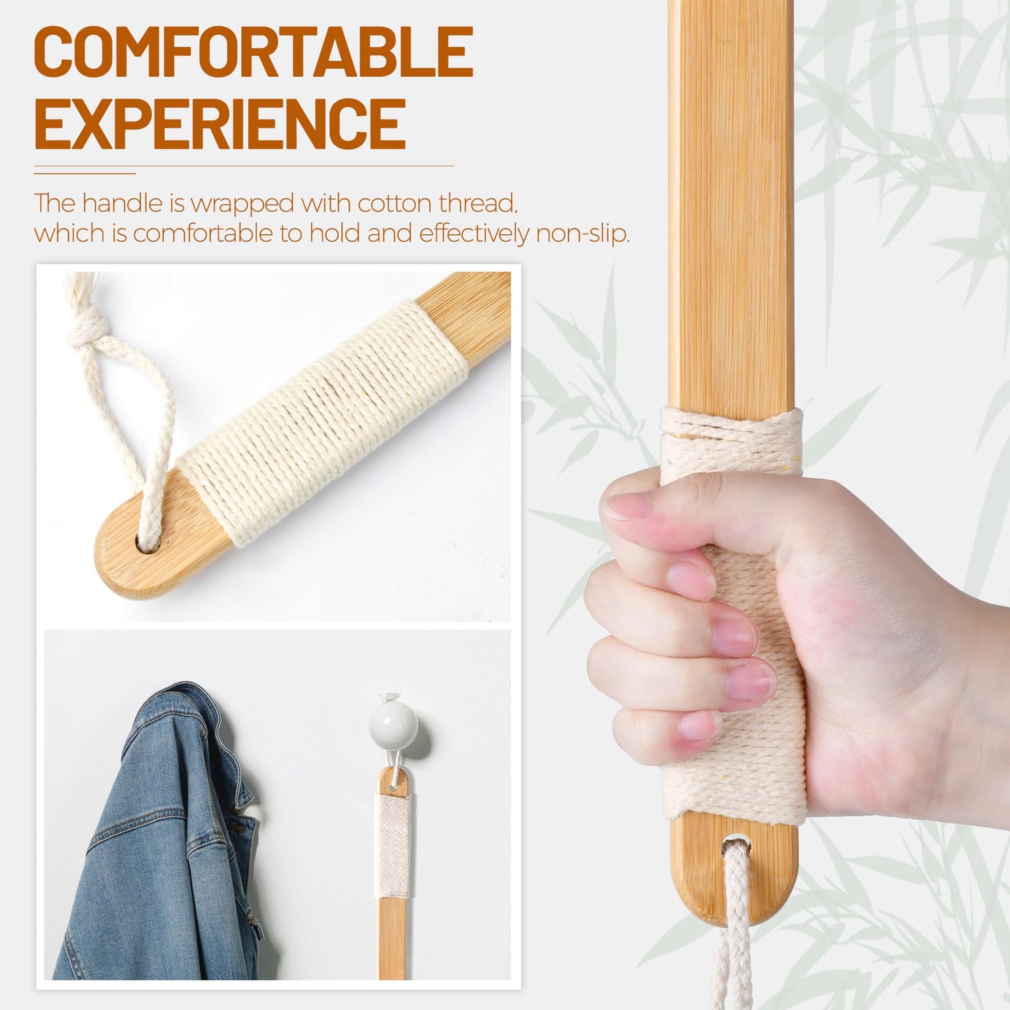 NURENDER Back Scratcher for Men, 22''Extra Long Handle Bamboo Back Scratcher, 2 in 1 Back Massager and Body Scratcher, Gentle Relief for Adults, Pregnancy, Elderly, Gift for Fathers.