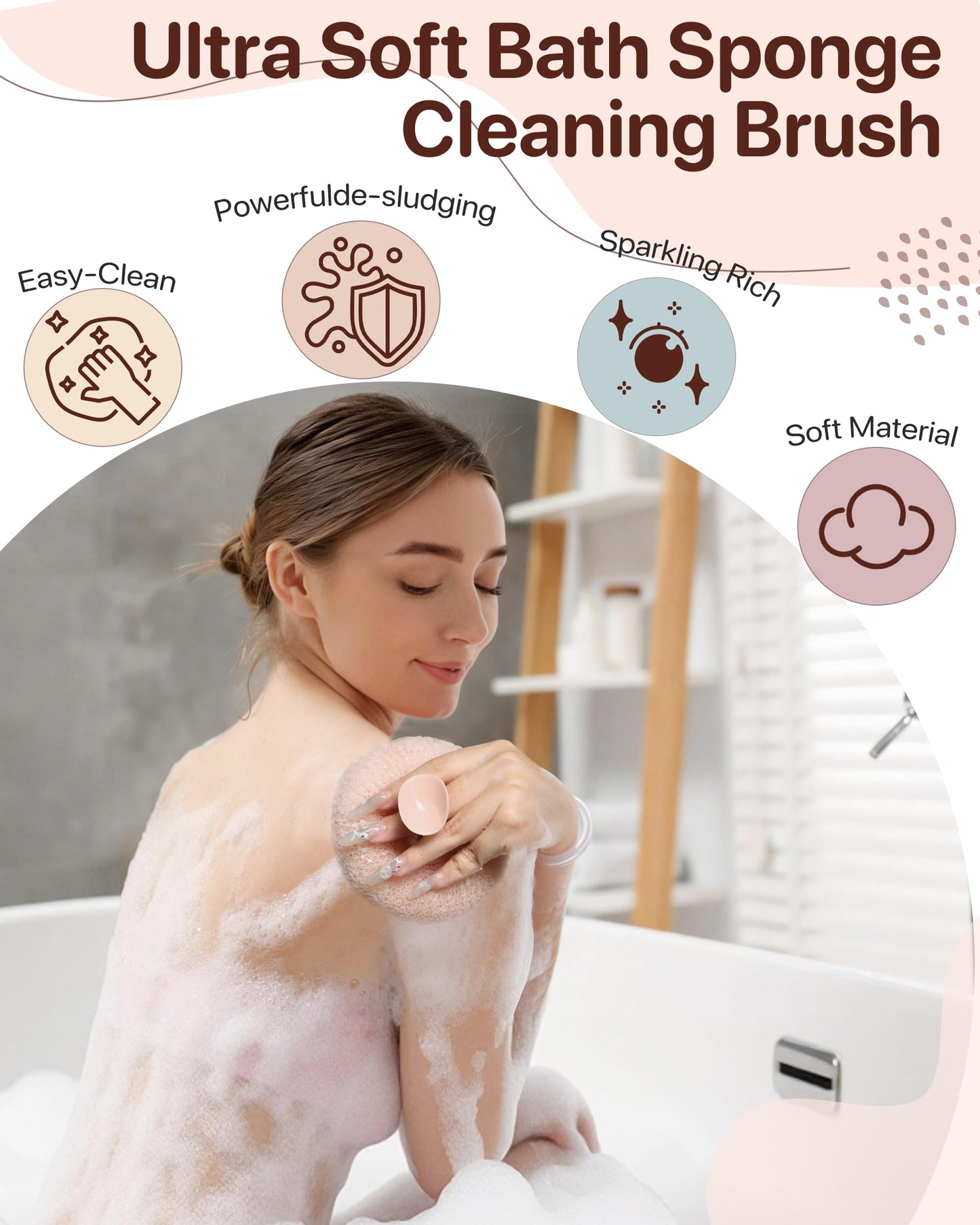 Super Soft Sunflower Suction Cup Bath Sponge loofah, 2026 Upgraded 2-in-1 Sunflower Ball Exfoliating Bath Sponge Cleaning Brush, Mesh Shower Body Sponge Accessories for Women, Men Shower (4 Color)