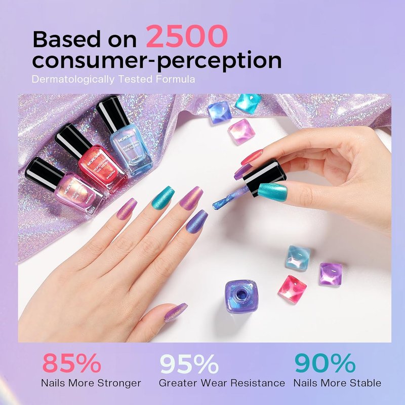 Aurora Pearl Nail Polish Set - Ombre Iridescent Glitter for Summer | Pink, Blue, Purple, Quick Dry, DIY Gift for Women & Girls