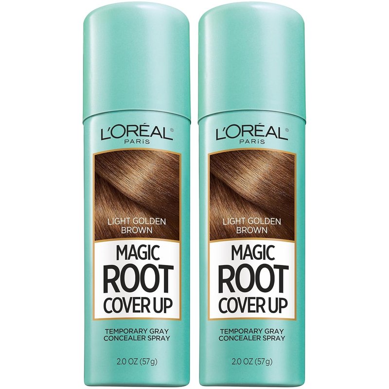 L'Oreal Paris Magic Root Cover Up - 100% Gray Hair Coverage, Lightweight & Ammonia-Free, Light Golden Brown, 2 oz (2 Count)