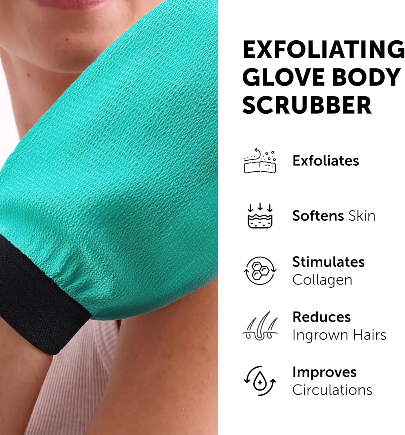 Valitic Exfoliating Glove Body Scrubber - Korean Style Dead Skin Remover & Shower Exfoliator | Turquoise Pair