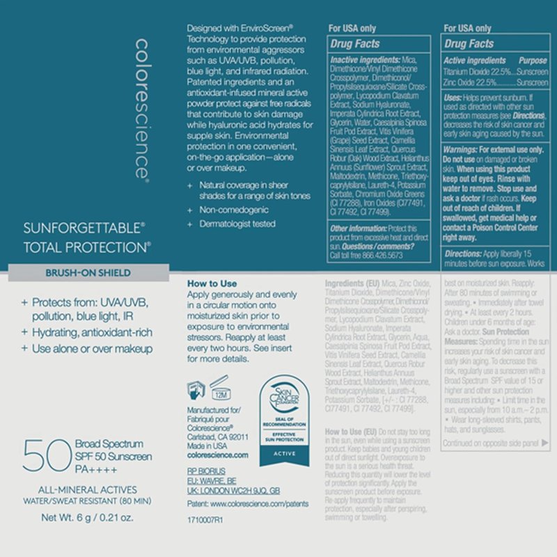 Colorescience Brush-On Sunscreen Mineral Powder - Ideal for Sensitive Skin | SPF 50 Protection