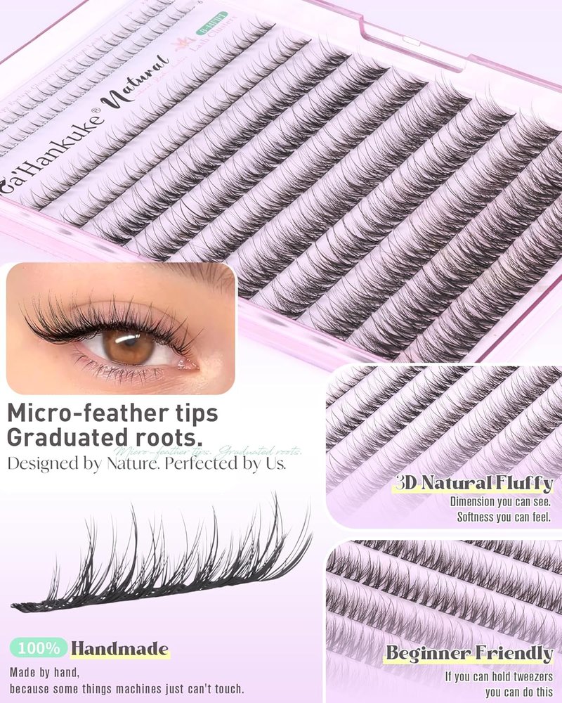 Natural Short Lash Clusters with Bottom Lashes 8-14MM Wispy Eyelash Clusters Spider Cluster Eyelash Extensions Ultra Lightweight Cluster Lashes for Everyday Wear C Curl Individual Lashes for Beginners