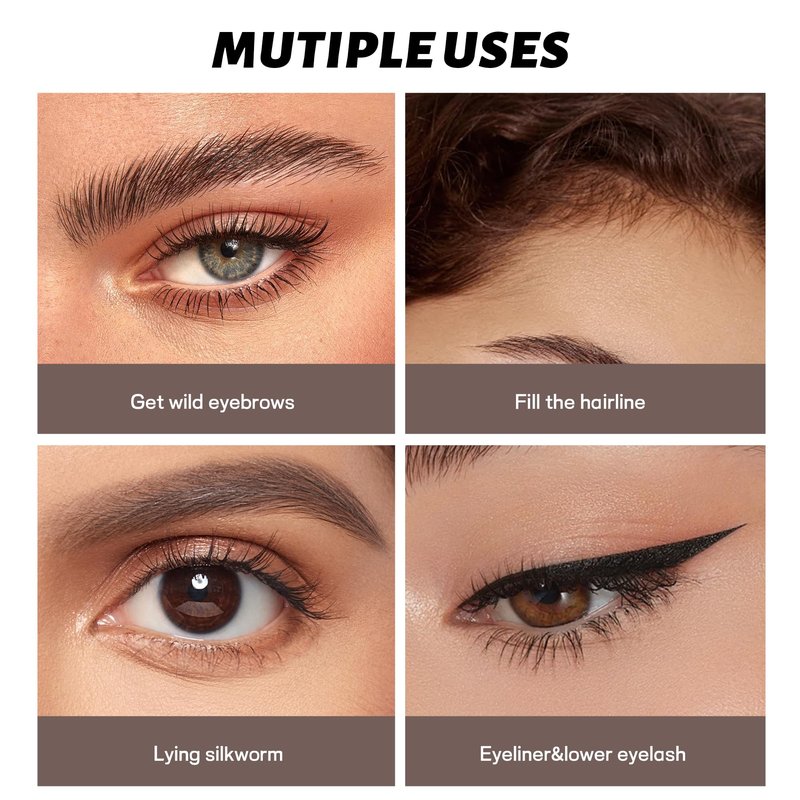 Eyebrow Pencil, 2Pcs Waterproof Microblading Eyebrow Pens, 4 Tip Precise Eye Brow Makeup Pen for Women to Effortlessly Create Hair Like Natural Brows, Non Dry Out and Last All Day